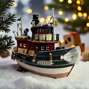 Lemax Village Collection Plymouth Corners BESSIE Lighted Tugboat Vintage 2001